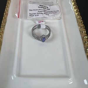 #37 Bomb Party Lavender Stone Halo Ring - Silver Tone Women's Ring